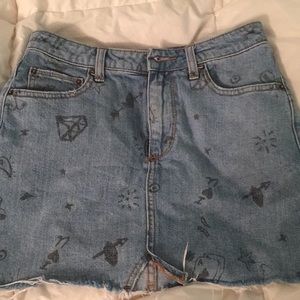bdg denim skirt with doodles